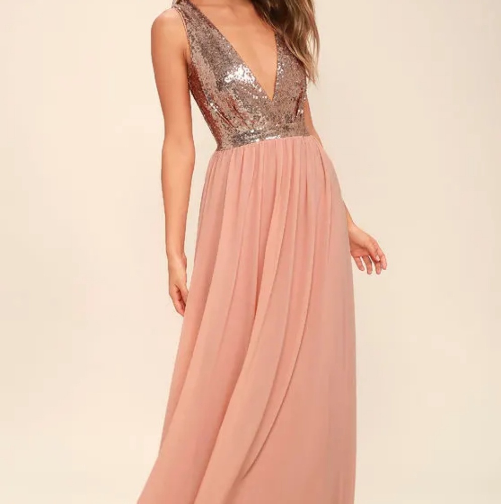ROSE GOLD SEQUIN MAXI DRESS
